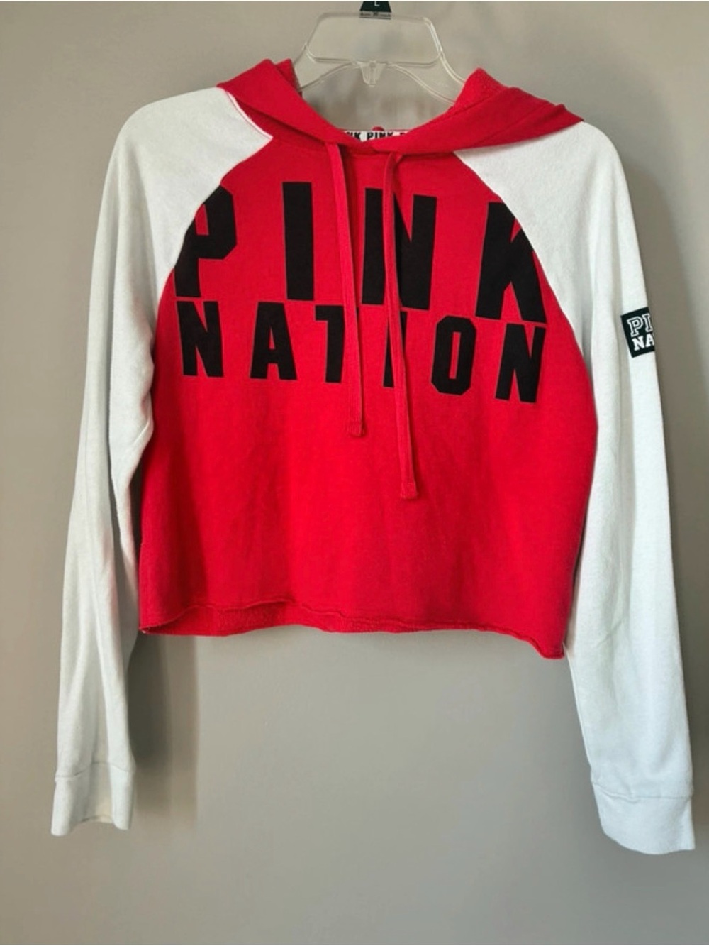 Red & White Cropped Hoodie Sweater